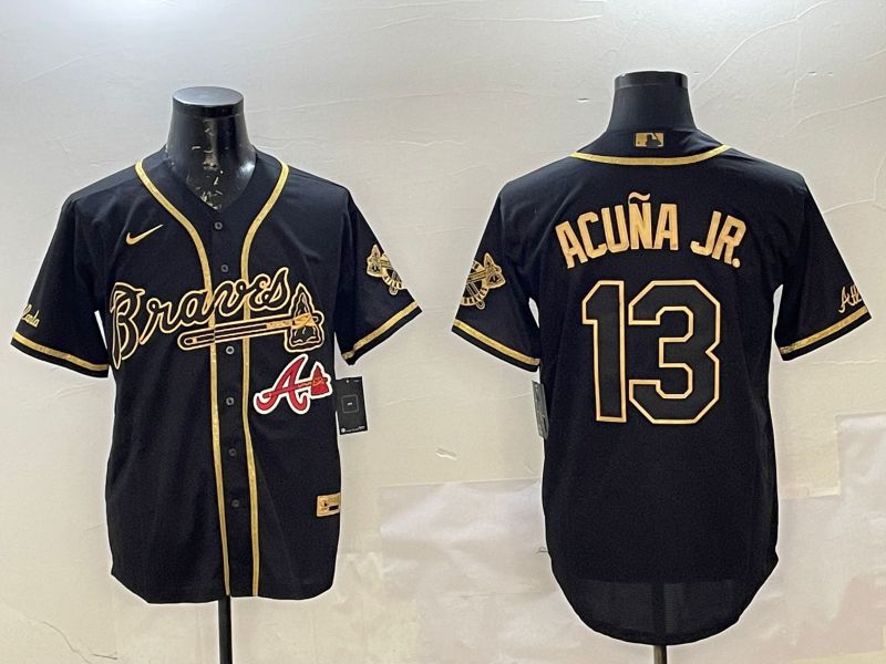 Men Atlanta Braves #13 Acuna jr Black Game 2025 Nike MLB Jersey style 2